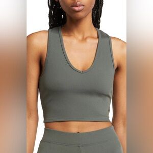 Alo Yoga Goddess Ribbed Cropped Racerback Tank Cactus